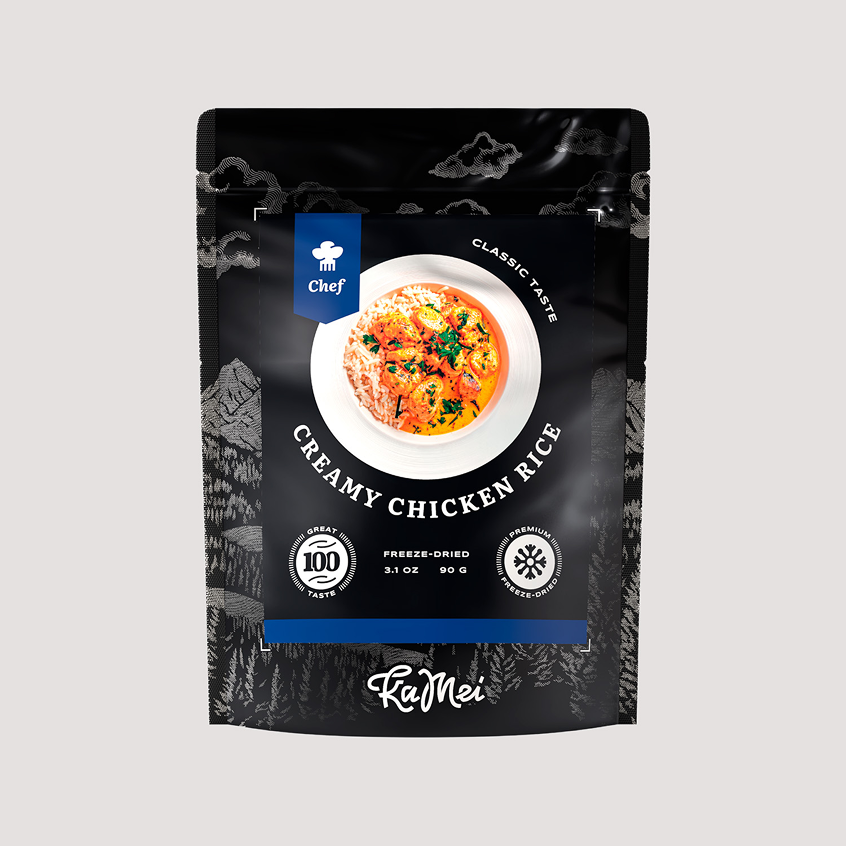 Ready-to-eat freeze-dried meal illustration